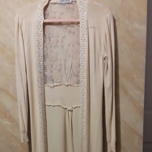 Cream Open Fashion Cardigan